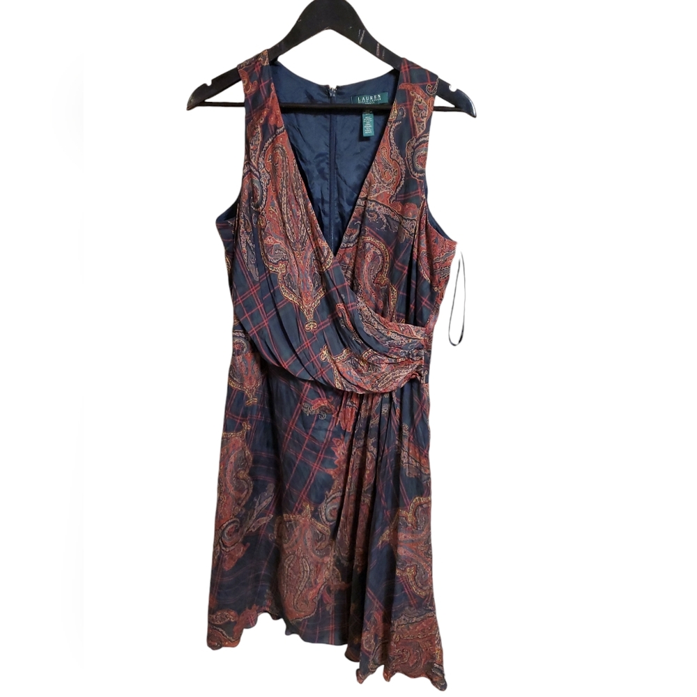 Ralph Lauren Navy and Rust Paisley Dress